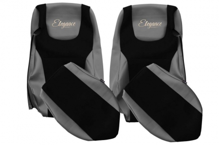 Huse scaune - Huse scaun camion ELEGANCE S (grey, material eco-leather / velur, EURO 6) potrivit DAF XF 105, XF 106 dupa 2012