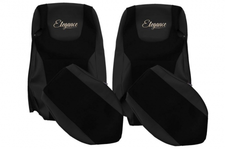 Huse scaune - Huse scaun camion ELEGANCE S (negru, material eco-leather / velur, EURO 6) potrivit DAF XF 105, XF 106 dupa 2012