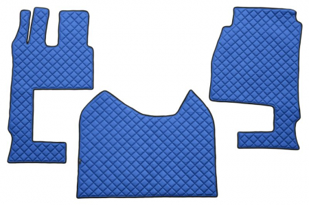 Covorase podea camion - Set covor podea camion Mercedes Actros scaun pasager convertibil, ECO-LEATHER, set 3 buc. (material - eco-piele, culoare - albastru, cabina lata 250 cm) 