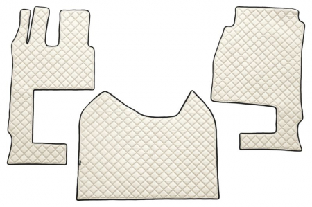 Covorase podea camion - Set covor podea camion Mercedes Actros scaun pasager convertibil, ECO-LEATHER, set 3 buc. (material - eco-piele, culoare - bej, cabina lata 250 cm) 