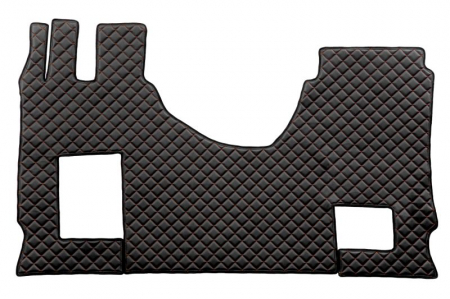 Covorase podea camion - Set covor podea camion Mercedes Actros scaun pasager convertibil, ECO-LEATHER, set 3 buc. (material - eco-piele, culoare - negru/rosu, cabina lata 250 cm)