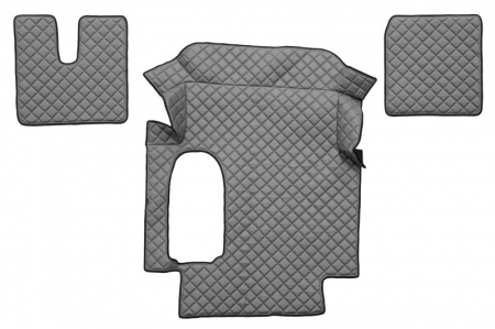 Covorase podea camion - Set covor podea camion potrivit MAN ECO-LEATHER, set 3 buc. (material - eco-piele, culoare - rosu, cabina lata 250 cm) potrivit MAN TGA dupa 1999