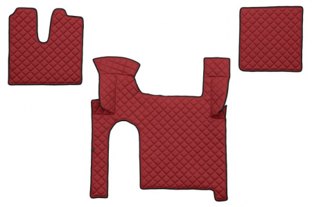 Covorase podea camion - Set covor podea camion potrivit MAN ECO-LEATHER, set 3 buc. (material - eco-piele, culoare - rosu, pentru transmisie manuala) potrivit MAN TGX