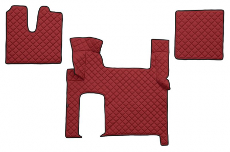 Covorase podea camion - Set covor podea camion potrivit MAN ECO-LEATHER, set 3 buc. (material - eco-piele, culoare - rosu, transmisie automata) potrivit MAN TGX 