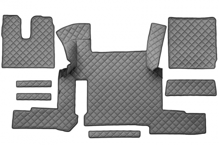 Covorase podea camion - Set covor podea camion potrivit MAN ECO-LEATHER, set 7 bucati (material - eco-piele, culoare - gri, transmisie automata) potrivit MAN TGX
