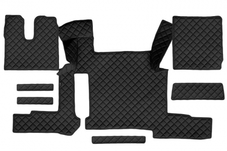 Covorase podea camion - Set covor podea camion potrivit MAN ECO-LEATHER, set 7 bucati (material - eco-piele, culoare - negru, pentru transmisie manuala) potrivit MAN TGX