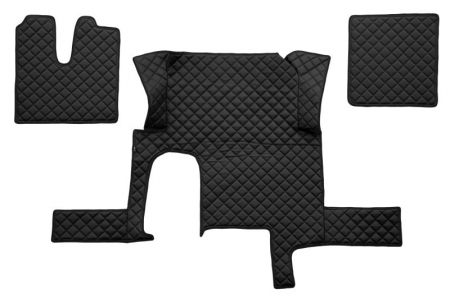 Covorase podea camion - Set covor podea camion potrivit MAN un sertar, ECO-LEATHER, set 3 buc. (material - eco-piele, culoare - negru, transmisie automata) potrivit MAN TGX dupa 2006