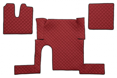 Covorase podea camion - Set covor podea camion potrivit MAN un sertar, ECO-LEATHER, set 3 buc. (material - eco-piele, culoare - rosu, pentru transmisie manuala) potrivit MAN TGX