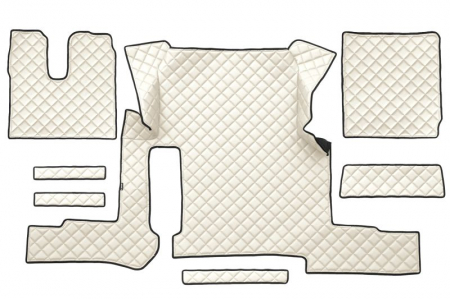 Covorase podea camion - Set covor podea camion potrivit MAN un sertar, ECO-LEATHER, set 7 bucati (material - eco-piele, culoare - bej, pentru transmisie manuala) potrivit MAN TGX