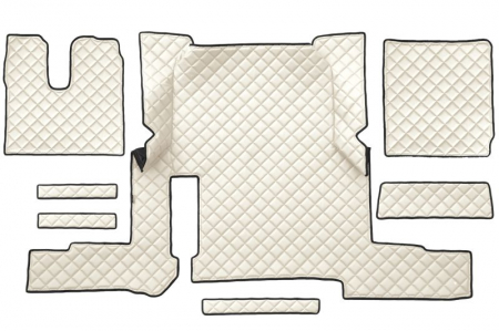Covorase podea camion - Set covor podea camion potrivit MAN un sertar, ECO-LEATHER, set 7 bucati (material - eco-piele, culoare - bej, transmisie automata) potrivit MAN TGX