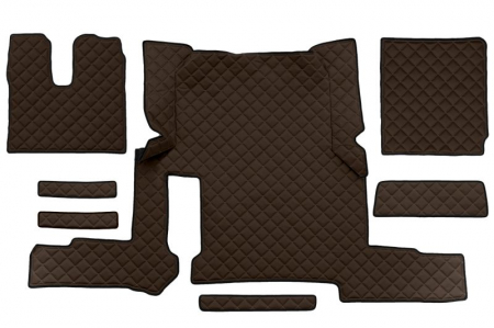 Covorase podea camion - Set covor podea camion potrivit MAN un sertar, ECO-LEATHER, set 7 bucati (material - eco-piele, culoare - maro, transmisie automata) potrivit MAN TGX dupa 2019