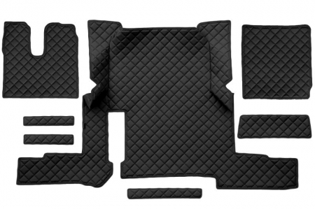 Covorase podea camion - Set covor podea camion potrivit MAN un sertar, ECO-LEATHER, set 7 bucati (material - eco-piele, culoare - negru, transmisie automata) potrivit MAN TGX dupa 2019