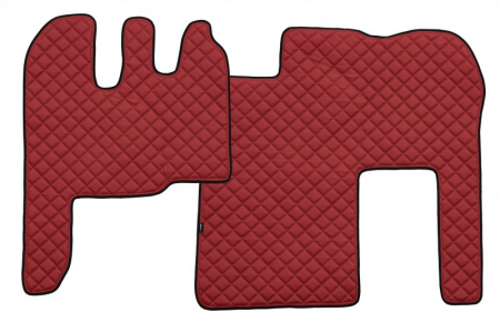 Covorase podea camion - Set covor podea camion potrivit Renault ECO-LEATHER, 2 bucati (material - eco-piele, culoare - rosu) potrivit Renault Truck MAGNUM dupa 2004