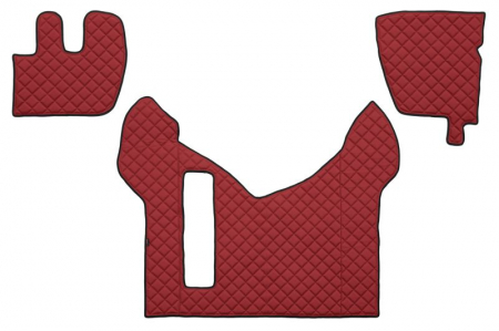 Covorase podea camion - Set covor podea camion potrivit Renault ECO-LEATHER, set 3 buc. (material - eco-piele, culoare - rosu) potrivit Renault Truck PREMIUM 2 dupa 2005