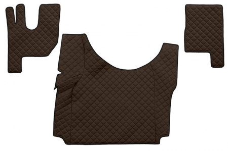 Covorase podea camion - Set covor podea camion potrivit Renault tunel inalt, ECO-LEATHER, set 3 buc. (material - eco-piele, culoare - maro) potrivit Renault Truck T dupa 2013