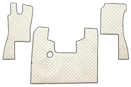 Covorase podea camion - Set covor podea camion potrivit Scania ECO-LEATHER, set 3 buc. (material - eco-piele, culoare - bej, pentru transmisie manuala) potrivit SCANIA 4 dupa 1995