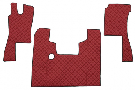 Covorase podea camion - Set covor podea camion potrivit Scania ECO-LEATHER, set 3 buc. (material - eco-piele, culoare - rosu, pentru transmisie manuala) potrivit SCANIA 4