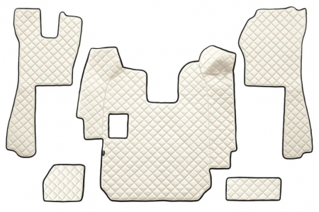 Covorase podea camion - Set covor podea camion potrivit Scania ECO-LEATHER, set 5 buc (material - eco-piele, culoare - bej, pentru transmisie manuala) potrivit SCANIA P dupa 2004