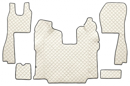 Covorase podea camion - Set covor podea camion potrivit Scania ECO-LEATHER, set 5 buc (material - eco-piele, culoare - bej, scaune standard - nu RECARO; transmisie automata) 