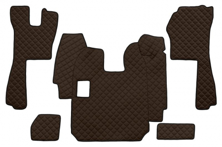 Covorase podea camion - Set covor podea camion potrivit Scania ECO-LEATHER, set 5 buc (material - eco-piele, culoare - maro, pentru transmisie manuala) potrivit SCANIA P,G,R dupa 2004