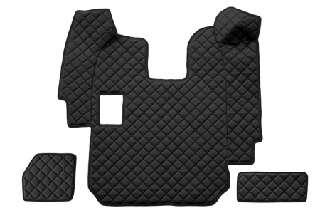 Covorase podea camion - Covor podea camion potrivit SCANIA tunel central ECO-LEATHER, set 3 buc. (material - eco-piele, culoare - negru, pentru transmisie manuala) potrivit SCANIA R I