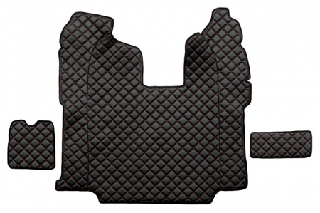 Set covor podea camion potrivit Scania ECO-LEATHER, set 5 buc (material - eco-piele, culoare - negru/rosu, scaune standard - nu RECARO; transmisie automata) [2]