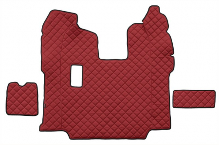 Set covor podea camion potrivit Scania ECO-LEATHER, set 5 buc (material - eco-piele, culoare - rosu, pentru transmisie manuala; scaune standard - nu RECARO) [2]