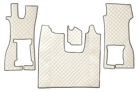 Covorase podea camion - Set covor podea camion potrivit Scania scaun pasager convertibil, ECO-LEATHER, set 4 bucati (material - eco-piele, culoare - bej) potrivit SCANIA L dupa 2016