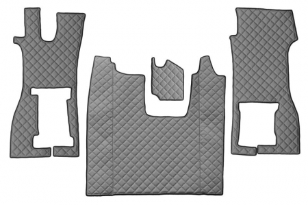 Covorase podea camion - Set covor podea camion potrivit Scania scaun pasager convertibil, ECO-LEATHER, set 4 bucati (material - eco-piele, culoare - gri) potrivit SCANIA L,P,G dupa 2016