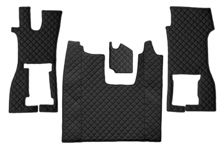 Covorase podea camion - Set covor podea camion potrivit Scania scaun pasager convertibil, ECO-LEATHER, set 4 bucati (material - eco-piele, culoare - negru) potrivit SCANIA L,P dupa 2016