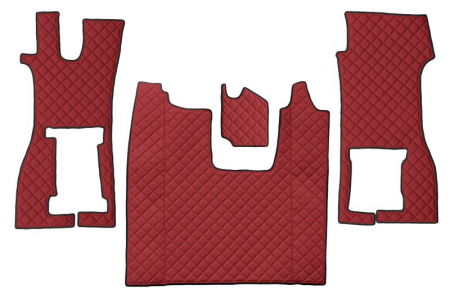 Covorase podea camion - Set covor podea camion potrivit Scania scaun pasager convertibil, ECO-LEATHER, set 4 bucati (material - eco-piele, culoare - rosu) potrivit SCANIA L,P,G dupa 2016