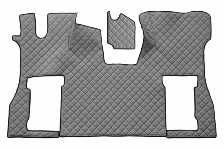 Covorase podea camion - Set covor podea camion potrivit Scania scaun pneumatic pentru pasageri, ECO-LEATHER, 2 bucati (material - eco-piele, culoare - gri) potrivit SCANIA L dupa 2016