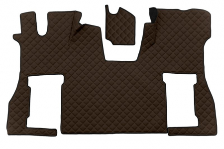 Covorase podea camion - Set covor podea camion potrivit Scania scaun pneumatic pentru pasageri, ECO-LEATHER, 2 bucati (material - eco-piele, culoare - maro) potrivit SCANIA L