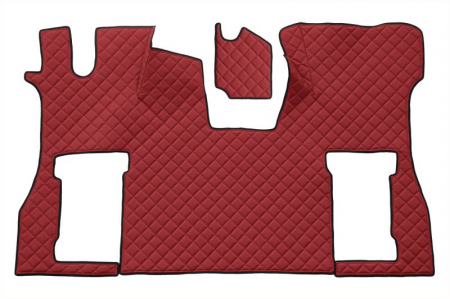 Covorase podea camion - Set covor podea camion potrivit Scania scaun pneumatic pentru pasageri, ECO-LEATHER, 2 bucati (material - eco-piele, culoare - rosu) potrivit SCANIA L 