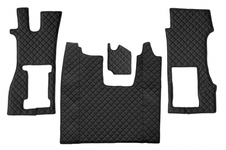 Covorase podea camion - Set covor podea camion potrivit Scania scaun pneumatic pentru pasageri, ECO-LEATHER, set 3 buc. (material - eco-piele, culoare - negru) potrivit SCANIA L