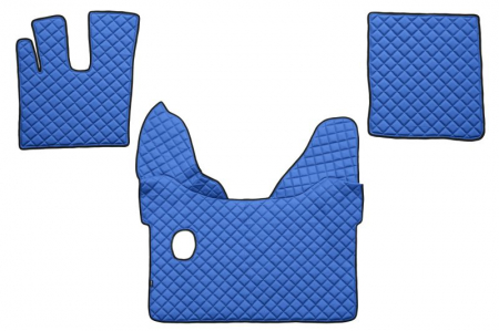 Covorase podea camion - Set covorase podea camion potrivit DAF ECO-LEATHER, set 3 buc. (material - eco-piele, culoare - albastru, pentru transmisie manuala) potrivit DAF XF 105 dupa 2012
