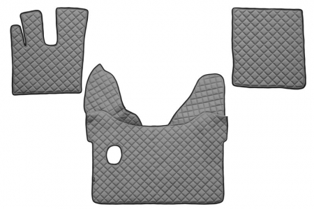 Covorase podea camion - Set covorase podea camion potrivit DAF ECO-LEATHER, set 3 buc. (material - eco-piele, culoare - gri, pentru transmisie manuala) potrivit DAF XF 105 dupa 2012