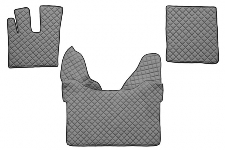 Covorase podea camion - Set covorase podea camion potrivit DAF ECO-LEATHER, set 3 buc. (material - eco-piele, culoare - gri, transmisie automata) potrivit DAF XF 105, XF 106 dupa 2012