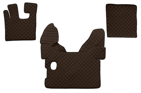 Covorase podea camion - Set covorase podea camion potrivit DAF ECO-LEATHER, set 3 buc. (material - eco-piele, culoare - maro, pentru transmisie manuala) potrivit DAF XF 105 dupa 2005
