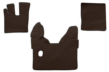 Covorase podea camion - Set covorase podea camion potrivit DAF ECO-LEATHER, set 3 buc. (material - eco-piele, culoare - maro, pentru transmisie manuala) potrivit DAF XF 105 dupa 2012