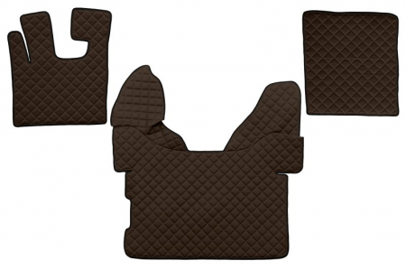Covorase podea camion - Set covorase podea camion potrivit DAF ECO-LEATHER, set 3 buc. (material - eco-piele, culoare - maro, transmisie automata) potrivit DAF XF 105, XF 106 dupa 2005