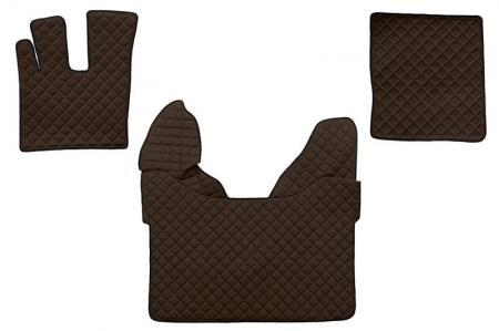 Covorase podea camion - Set covorase podea camion potrivit DAF ECO-LEATHER, set 3 buc. (material - eco-piele, culoare - maro, transmisie automata) potrivit DAF XF 105, XF 106 dupa 2012