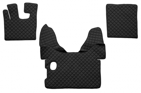 Covorase podea camion - Set covorase podea camion potrivit DAF ECO-LEATHER, set 3 buc. (material - eco-piele, culoare - negru, pentru transmisie manuala) potrivit DAF XF 105 dupa 2005
