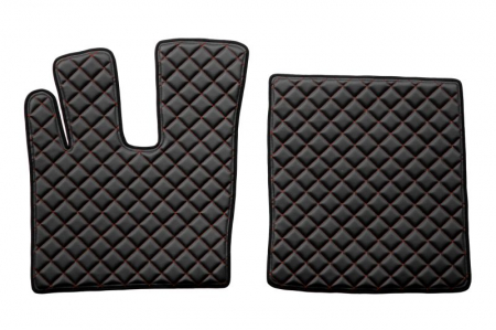Set covorase podea camion potrivit DAF ECO-LEATHER, set 3 buc. (material - eco-piele, culoare - negru/rosu, transmisie automata) potrivit DAF XF 105 dupa 2012 [1]