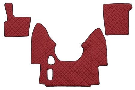 Covorase podea camion - Set covorase podea camion potrivit DAF ECO-LEATHER, set 3 buc. (material - eco-piele, culoare - rosu, pentru transmisie manuala) potrivit DAF 95 XF 1997-2012