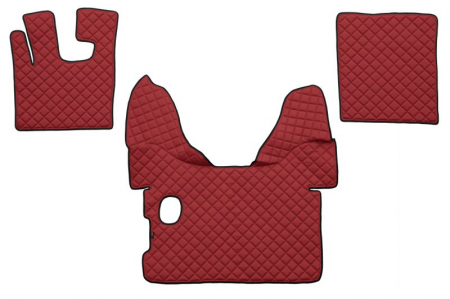 Covorase podea camion - Set covorase podea camion potrivit DAF ECO-LEATHER, set 3 buc. (material - eco-piele, culoare - rosu, pentru transmisie manuala) potrivit DAF XF 105 dupa 2005