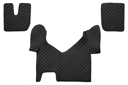 Covorase podea camion - Set covorase podea camion potrivit Iveco ECO-LEATHER, set 3 buc. (material - eco-piele, culoare - negru, transmisie automata) potrivit IVECO STRALIS I dupa 2013