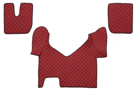 Covorase podea camion - Set covorase podea camion potrivit Iveco ECO-LEATHER, set 3 buc. (material - eco-piele, culoare - rosu, transmisie automata) potrivit IVECO STRALIS I dupa 2013