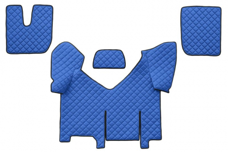 Covorase podea camion - Set covorase podea camion potrivit Iveco versiune cu frigider, ECO-LEATHER, set 4 bucati (material - eco-piele, culoare - albastru, transmisie automata) 