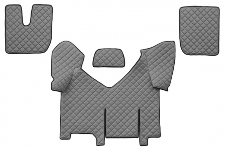 Covorase podea camion - Set covorase podea camion potrivit Iveco versiune cu frigider, ECO-LEATHER, set 4 bucati (material - eco-piele, culoare - gri, transmisie automata) potrivit IVECO